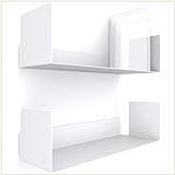 UNITURE® - 2er Set - Wandregal weiß - Moderne Regal Wand Design - 2x42 cm Bücherregal schwebend, Bilderleiste weiß - Wandregal, Regal weiß, Regalbrett weiß, wandregal weiß