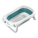 LNDDP Faltbare Badewanne, Baby-Badewanne kann liegend sitzen, tragbare Badewanne, 0–6 Jahre alte Baby-Badewanne, mit rutschfestem Abfluss, beste Geschenke, grün