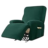 Fernsehsessel Schutzbezug Samt Liegesofabezug, Sofa Überzug 1 Sitzer 4-teiliger Ruhesessel Bezüge Mit Seitentasche, Möbelschutz Für Liegesessel Sesselhussen Stretch Mit Armlehne ( Color : 9 , Size : A