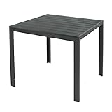 Mojawo Aluminium Gartentisch anthrazit Esstisch Gartenmöbel Tisch Polywood Holzimitat wetterfest 90x90x74cm