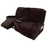 Atack-B Stretch Sofabezug Ruhesessel Bezug 2 Sitzer Elastischer Antirutsch Husse Relaxsessel Stretchhusse Weich Stoff Fernsehsessel Bezug Sesselbezug Sofaüberwürfe (Braun)