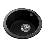 Restaurant-Spülbecken, Quarzstein, rund, Küchenspüle, Bar, Theke, Mini-Einzelspüle, Gemüsespüle, integriertes Untertischbecken (schwarz(c) 45 x 18,5 cm)