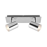 BRILONER Leuchten - Deckenspot, Badleuchte, Badlampe, Deckenleuchte, Strahler dreh- und schwenkbar, 2x LED/GU10, IP44, Chrom, 290x99x112mm (LxBxH), 2731-028