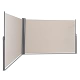 COSTWAY Doppelseitenmarkise ausziehbar, Seitenmarkise Markise Seitenwandmarkise Sichtschutz Sonnenschutz Windschutz für Garten, Veranda und Terrasse (180x600cm, Beige)