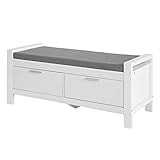 SoBuy FSR74-W Sitzbank mit Stauraum mit 2 Schubladen Bettbank mit Sitzfläche Garderobenbank Schuhbank Belastbarkeit 120 kg Weiß BHT ca.: 100x40x40cm