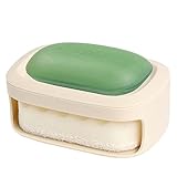 Cipliko Seifenschale Double Layer,Seifenschalenhalter | Schwammbehälter für Küche, Badezimmer, Wäsche, Waschraum, Dusche, Wanne, Waschbecken, selbstentleerende Seifenschale mit Schwamm für Dusche