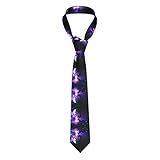 ASEELO Herren-Krawatte, Schmetterlinge, Weiß, Violett, modische Krawatte, für formelle Business, Hochzeit, Party, Weiße und violette Schmetterlinge, Men's Necktie