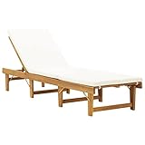 Keketa Klappbare Sonnenliege mit Auflage Gartenliege Relaxliege Holzliege Liege Gartenmöbel Klappliege Strandliege Freizeitliege für Pool, Balkon, Terrasse Akazie Massivholz