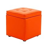 Puffs und Fußhocker, große Aufbewahrung, zu Hause, Stoff, langlebig, kann sitzen, 5 Farben (Color : Orange, Size : 31X31X35)