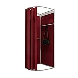 Mobile Umkleidekabine,Freistehend Umkleidekabine Für Bekleidungsgeschäft,EckeTemporärer Einfacher Umkleidekabine, Schutz Privatsphäre,mit Vorhänge, Halterung aus Edelstahl (Color : Wine red, Size :