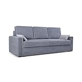 mb-moebel Sofa mit Schlaffunktion und Bettkasten, Couch für Wohnzimmer, Schlaf Federkern, Sofa mit Schlaffunktion und Bettkasten, Schlafsofa Federkern Polstersofa - 230x88x92- FLOS - Grau