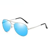 YYHMKB Polarisierte Sonnenbrillen für Männer und Frauen, blendfrei, Tag und Nacht, Nachtsichtbrille mit doppeltem Verwendungszweck, silberner Rahmen, eisblauer Spiegel