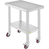 VEVOR Arbeitstisch Edelstahl 76 x 46 x 86 cm Werkbank Catering Arbeitstisch etwas 100 kg für Belastbarkeit Lebensmittel Zubereitungstisch Gewerbliche Arbeitstisch für Küche 4 verstellbare Füße