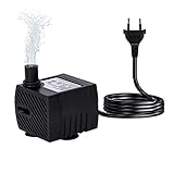 Mini Wasserpumpe Aquarium Tauchpumpe (160L/H, 2,5W) Ultra Leise Brunnen Pumpe mit 1.4m Netzkabel Klein Aquarium Pumpe für Zimmerbrunnen Aquarien Brunnen Hydrokultur Teich