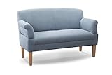 CAVADORE 2-Sitzer Küchensofa Malm, Sitzbank für Küche oder Esszimmer inkl. Armteilverstellung, Leichte Fleckentfernung dank Soft Clean, 152 x 97 x 78, Flachgewebe: hellblau