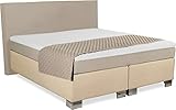 Boxspringbett Rom II 140x200 cm Beige Creme in verschiedenen Stoffen Echtes Boxspringbett mit Doppelunterfederung Tonnentaschenfederkern Matratze und Topper Härtegrad H2 H3