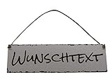 Wunschtext Schild Shabby Chic Personalisiert Deko weiß Geschenk Holz HDF oder Acryl (Wetterfest) ca 28 x 8 cm bis 59 x 16,5 cm Wanddeko Wandbild Hängeschild mit Kordel