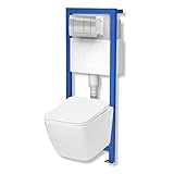 Domino Lavita Vorwandelement inkl. Drückerplatte + Wand WC LINO ohne Spülrand + WC-Sitz mit Soft-Close-Absenkautomatik (Drückerplatte QS)