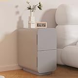 BAIHAO Moderner Nachttisch 25cm Ultraschmaler MDF-Nachttisch Mit 2 Schubladen Nachttisch Für Schlafzimmer, Wohnzimmer Fugenschrank