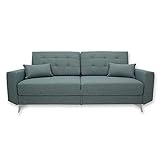 VitaliSpa Schlafsofa Schlafcouch Boxspringsofa York Schlaffunktion Bettkasten (Blau)