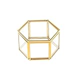 Wohlstand Glas Schmuckschatulle,Glas Schmuck Organizer Schmuckschatulle Golden Glas Ring Box Ringschachtel Geometrisches Glas Box für Ringe Ohrringe Halskette Armbänder Topfpflanzenbehälter,(klein)