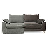 Oviala Schlafsofa aus strukturiertem Stoff, 3-Sitzer, Grün / Grau, Samt, Khaki