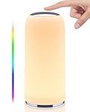 EASEMO Nachttischlampe Touch Dimmbar, 256 RGB Warmweißes Tischlampe für Schlafzimmer mit Timerfunktion, LED Nachttischlampe Dimmbar mit Memoryfunktion für Wohnzimmer, SchlafZimmer & Büro