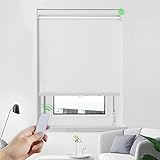 HOMEDEMO Elektrische Rollos Wiederaufladbare Verdunklungsrollo mit Motor & Fernbedienung, Weiß 60x150cm, Rollo Innen ohne Bohren klemmfix/mit Bohren, 100% Verdunkelung Smart mit Alexa kompatibel