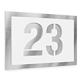 Graviers Design Hausnummer aus V2A Edelstahl 160x110mm - Weiß - Wetterfest Rostfrei Individuell anpassbar nach eigener Nummer - Made in Germany