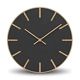 Cander Berlin MNU 2630 M Wanduhr lautlos ohne Tickgeräusche 30 cm Holzzeiger modern Vintage Küche Wohnzimmer analog MDF