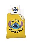 Sahinler Bettbezug Disney Lilo & Stitch 140 x 200 cm + Kissenbezug Stitch 63 x 63 cm – Gelb – 100 % Baumwolle