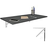 Wandklapptisch Schreibtisch Tischplatte 80x40 cm in Anthrazit Klapptisch Esstisch Küchentisch für die Wand Bartisch Stehtisch Wandtisch Tisch klappbar zur Wandmontage im Büro Küche Esszimmer