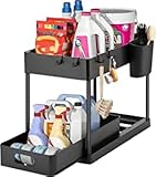 Spülschrank Organizer,Stabiler Unterschrank Organizer mit Edelstahlrohren,Unter Waschbecken Regal Platzsparend,Waschbecken Regal ausziehbar,unter waschbecken organizer,2 Etagen unter Waschbecken Regal