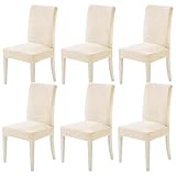 MIULEE Stuhlhussen 6er Set und 4er Set Stuhlbezug Schwingstühle Hussen für Stühle Beige，Samt Stuhlbezüge für Bürostuhl Bezug Küche Wohnzimmer Bankett Familie Hochzeit Party Stuhlhusse