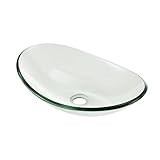 [neu.haus] Waschbecken aus gehärtetem Glas (47x31cm) oval Aufsatzbecken Schale