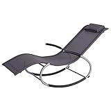 ZAYEN Relaxsessel Einzel-Terrassen-Loungesessel, schmiedeeiserner Nickerchen-Freizeitsessel, Outdoor-Schaukelstuhl (Farbe: Schwarz/Blau) (Schwarz)