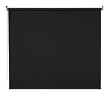 Verdunklungsrollo Fenster Tür Rollo Farbwahl Kettenzugrollo Seitenzugrollo Breite 60 - 200 cm Höhe 180 cm u. 240 cm Stoff lichtundurchlässig Metall Klemmhalter ohne Bohren (200 x 180 cm / Schwarz)