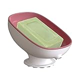 Tebinzi Seifenschale für Dusche | Seifenstangenhalter 20 Grad neigbar – Saugnapf Seifenspender mit selbstentleerendem Design für Dusche, Bad, Küche, Arbeitsplatte, Schwammhalter