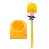Lazeny Donald Trump WC-Bürste mit Halter Lücke Toilettenbürste Kreative Neuheit Lustige Klobürste Kunststoff Toilette Reinigungsbürste Badezimmer Reinigungs Werkzeuge (Gelb B)