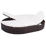 Camerina Outdoor-Loungebett mit Kissen Tagesbett Outdoor Liege Lounge Outdoor Gartenbett Outdoor Poly Rattan Braun