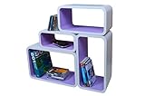Cube Verstärkte Vielen Farben MDF Retro Design 4er Set Regal Regale Wandregal Deko Würfel CD DVD Lounge LO01 (Weiß/Lila)