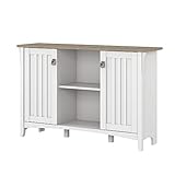 Bush Furniture Salinas Accent Aufbewahrungsschrank mit Türen, reinweiß und grau