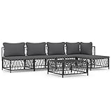 Festnight gartenlounge Metall gartensofa Metall Balkon Lounge Metall Lounge gartenmöbel Set Metall ecklounge Outdoor Metall Outdoor Sitzbank Garten -6-tlg-2-Anthrazit