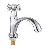 ZXC Retro Standventil, Vintage Kaltwasser Armatur, Nostalgie Wasserhahn in Chrom
