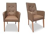 Quattro Meble Mocca Echtleder Esszimmerstühle Ledersessel David Arm Pik Extra mit hoher Rückenlehne Leder Toledo Mocca Stühle Lederstühle Sessel mit Armlehnen Echt Leder Esszimmer Stuhl