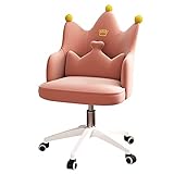 Gepolsterter Schreibtischstuhl für Mädchen, Verstellbarer Drehstuhl für Schlafzimmer, Make-up-Tisch, Zuhause, mittlere Rückenlehne, Computer-Bürostuhl (rosa)