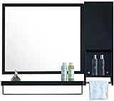 TEmkin Spiegel für Badezimmer Moderner, minimalistischer, rechteckiger Badezimmerspiegel aus Edelstahl mit praktischen Seitenschränken und einlagigem Handtuchhalter, Badezimmer-Wandaufbew