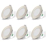 ALUSSO LED Einbaustrahler 230V Dimmbar LED Spots Flach 10W IP44 Bad Einbauleuchten Deckenspots Einbauspots, Warmweiß Neutralweiß Kaltweiß Deckenstrahler für Badezimmer Küche Wohnzimmer, 6er Set