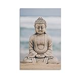 HOWDA Bilder Leinwand Wandbild Poster strand buddha meditation religion leinwand poster schlafzimmer dekor sport landschaft büro zimmer dekor geschenk leinwand poster (30x45cm Kein Rahmen)