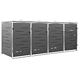 Norheim Edelstahl Mülltonnenbox 4er Mülltonnenverkleidung 4 Tonnen 240L Metall Müllcontainer Mülltonnenschrank Müllbox Draußen 276,5x77,5x115,5 cm Anthrazit